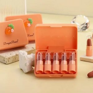 5 Pcs Dragon Ranee Carrot Mini Lipstick Set | Long Lasting Makeup Waterproof Lipstick (Random Color)